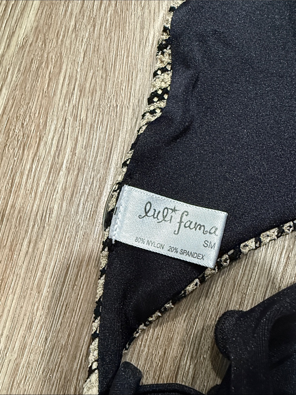 Luli Fama Black & Gold Chevron Tie-Side Bikini Bottom - Picture 2 of 4